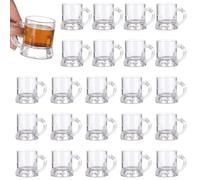 OMISTAR 24 Pcs Mini Plastic Shot Glasses, 2oz Clear Beer Tasting Glasses with Handles, Reusable Juice Cups for Party, Wedding
