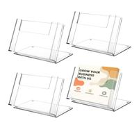 OMISTAR 4 Pcs Acrylic Postcard Holder Desktop Display Stand, 6.4 x 3.9 x 1.3 in, Transparent Greeting Card Display Stand, Brochure Holder, Flyer Display Stand for Home Office (4PCS-A)