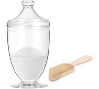 OMISTAR Acrylic Bath Salt Jar with Wooden Scoop, 33oz Bath Salt Container with Airtight Lid, Shatter Proof Acrylic Apothecary Jars, Bathroom Storage Organizer for Bathtub Decor, BPA Free