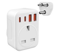 Omivine UK to South Africa Plug Adapter, 5 in 1 Type M SA Travel Power Adapter Converter mit 1 AC 2 USB-C 2 USB-A for South Africa, Lesotho, Mozambique, Namibia, Swaziland, Zimbabwe, etc (Type M)