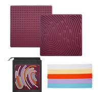 OMJMYY Sensory Activity Board Push Peel Sensory Board Double Side Silicone Calm Down Fidget Toys with Portable Bag & 20 Strings for Kids 3+ & Adults Stress and Anxiety Relief ADHD Autism(Red)