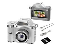 OMK Mini Keychain Camera, 1080P Pocket-Size Camera with 32GB Card, Portable Mini Retro Camera, One-Button Recording, Lightweight Vintage for Travel, Birthday Gift, Party, Daily Moments(White)