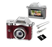 OMK Mini Keychain Camera, 1080P Pocket-Size Camera with 32GB Card, Portable Mini Retro Camera, One-Button Recording, Lightweight Vintage for Travel, Birthday Gift, Party, Daily Moments(Red)