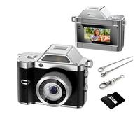 OMK Mini Keychain Camera, 1080P Pocket-Size Camera with 32GB Card, Portable Mini Retro Camera, One-Button Recording, Lightweight Vintage for Travel, Birthday Gift, Party, Daily Moments(Black)