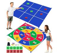OMKSIH 2-in-1 Giant Tic Tac Toe Bean Bag Toss Games, 4.5ft Double Sided Large Outside Camping Backyard Lawn Games for Family Friend Party Fun Carnival Outdoor Giant Yard Games