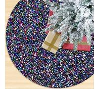 OMKSIH Colorful Christmas Tree Velvet 46 Inches Embroidered & Sequined Skirt for Artificial Trees
