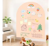OMKSIH Magnetic Wall Decal 40x32 Inch Milk Tea Color Magnetic Wall Decal Arch Chalkboard with Multiple Accessories for Home Playroom and Classroom