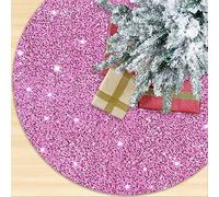 OMKSIH Pink Sequin Christmas Tree Skirt Large 36 Inches Velvet Tree Skirt for All Season Mermaid Sequined Christmas Tree Skirts Glittery Xmas Tree Base for Family Merry Christmas Party Decoration