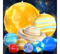 OMKSIH Upgrade Inflatable Solar System Planets with Lights Inflatable Solar System Science Toys Boy Room Decor Ceiling Space 9 Giant Hanging Planets Astronomy Gifts Outer Space Themed Party Decoration