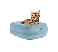 Omlet Calming Super Soft Donut Cat Bed | Easy to Clean with Machine Washable Removable Cover | Deep Filled Cat Bed for a Cuddly Feeling | One Size | Blue