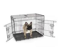 Omlet Classic Dog Crate | Easy Folding | Durable Heavy Duty Welded Steel Wire | Easy Access Two Doors - Front & Side | Great for Car Journeys and Home Training | Medium