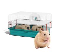 Omlet Hamster Cage | Large, Safe & Customizable Space | Easy Clean Hamster Cage | Unique Anti Spill Hamster Bedding Tray | Includes a Hamster Silent Wheel, Food Bowl, Water Bottle & 2 Hides