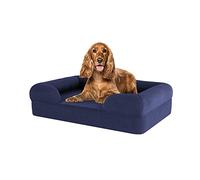 Omlet Memory Foam Bolster Dog Bed | Easy to Clean, Removable and Machine Washable Cover | Orthopaedic | Stylish Geometric Weave Fabric | Medium, Midnight Blue