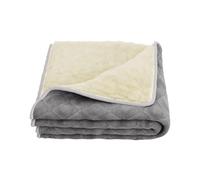 Omlet Super Soft Dog Blanket | Easy Clean Machine Washable for Daily use | Extra Thick Dual-Sided Sherpa and Quilted Plush | Keep Your Furniture Fur and Dirt Free | Grey, Large