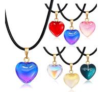 Omlisca Valentine Gifts 24 Pack Colorful Heart Shaped Pendant Necklace Birthday Party Favors Goodie Bags Filler for Women Party Supplies Wedding School Classroom Rewards Exchange
