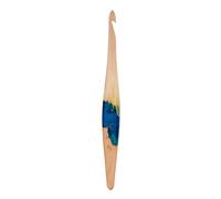 Ommi Crochet Ergonomic Handle Crochet Hooks | Handcrafted 17 cms Steam Beech Wood & Blue Resin Mix Crochet Hook | Knitting Needle | Best Gift! (Steam Beech Wood & Blue Resin, 6.5 mm)