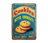 OMMIIY Decor 8''x12'' Homemade Cookies Tin Signs,Butter Cookie Food Bakery Biscuit on Old Background Vintage Metal Tin Sign for Men Women,Wall Decor for Bars,Restaurants,Cafes Pubs