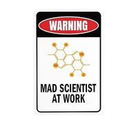 OMMIIY Decor 8''x12'' Mad Scientist Home Wall Decor - Mad Scientist Decorations Aluminum Signs Funny - Laboratory Sign Tin Metal Decor Mad Scientist Props for Chemistry Classroom Decorations