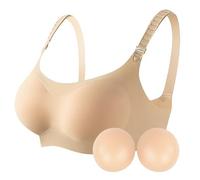 OMMITO 2 in 1 Silicone Breast Forms, Mastectomy Bras with Pockets Fake Boobs False Breasts for Mastectomy Prosthesis Crossdressers Transgender (Beige, B Cup)