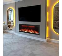 Omni-burn 106cm Recessed and Wall Mounted Electric Fireplace with App Control, 13 Flame&Fule Colours, 3 Top Light Colours, 9H Timer, 750/1500W