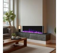 Omni-Burn 127cm 3-Side Electric Fireplace 13 Colors 5 Speeds Bright(50x10x27in) in Black | Size: 127cm x 25.34cm x 68 cm Omni-Burn Black 127cm x 25.34cm x 68 cm