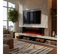 Omni-burn 152cm 3-Side Recessed & Wall-Mounted Electric Fireplace Insert, 3 Top Led Light Colours, 13 Fuel Bed & Flame Colour Options, 9H Timer