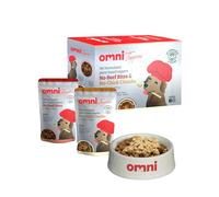 Omni Wet Dog Food Toppers - Dragons' Den Winners, Vet-Formulated Pouches to Use as Dog Treats or a Food Topper on Dry Food, Tasty Chunks in Gravy, 4 Months Plus - x4 No Beef Bites x4 No Chick Chunks