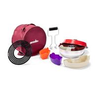 Omnia KIT 2 - Oven for Hob Hob, Silicone Moulds, Pack of 6, Oven Plate, Lifting Handle, Red Case