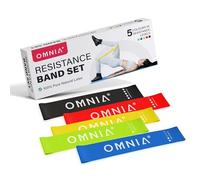 OMNIA Resistance Bands Set for Home Workouts - Durable Exercise Bands for Strength Training, Yoga, Pilates, Physio - 5 Resistance Levels - Unisex Fitness Bands (Multi colour)