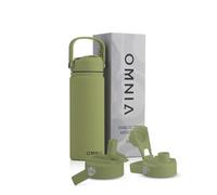 OMNIA Vacuum Insulated Stainless Steel Water Bottle, 2 Lids (Straw & Spout) Leakproof, BPA-Free, Reusable Flask, Hot & Cold Thermos for Sports, Gym, Travel, Outdoors (Olive Green, 540ML)