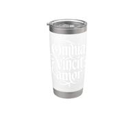Omnia Vincit Amor Love Will Prevail Gothic Script Stainless Steel Insulated Tumbler