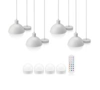 Omniance Verdi Rechargeable Pendant Lights White Four Pack, 4 Light Sources | Cordless dimmable colour changing hanging lamp, 20 hour battery, USB C, for gazebo, garden room and dining