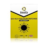 OmniCo Vitamin D3, K2 & Calcium Topical Patches, 30 Pack, 3cm x 3cm Water Resistant Vitamin Patches, Can Help Support Mood, Energy & Bone Health, 7 Month Supply