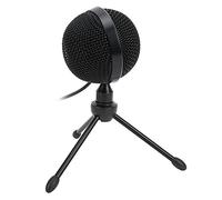 Omnidirectional Microphone, Live Transmission Device of the Microphone with a Black Desktop Capacitor for Dubbing for Podcasting for Online Teaching for Registration