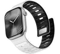 Omnillert Sport bands Compatible with Apple Watch for Men 42mm 41mm 40mm 38mm, Soft Silicone Magnetic Waterproof breathable starp for iWatch Bands Series 10 9 ULTRA 2 SE 8 7 6 5 4 3 1, WhiteBlack