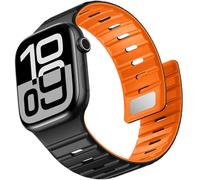 Omnillert Sport bands Compatible with Apple Watch for Men 42mm 41mm 40mm 38mm, Soft Silicone Magnetic Waterproof breathable starp for iWatch Bands Series 10 9 ULTRA 2 SE 8 7 6 5 4 3 1, BlackOrange