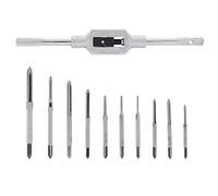 Omninmo 11pcs Mini Tap Wrench Set Metric Tap Set with High Speed Steel Hand Screw Thread Plug Taps M1 M1.2 M1.4 M1.6 M1.7 M1.8 M2 M2.5 M3 M3.5 Adjustable Tap Wrench for Woodworking Machinery Repair