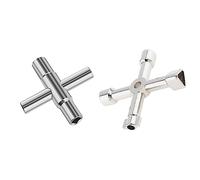 Omninmo 2 Pieces 4 Way Sillcock Key Plated Steel Water Keys Silver Multifunctional Faucets Key Wrench with 4 Way Utility Gas Meter Keys Faucet Wrench Tool for Opening Closing Sillcock or Spigots