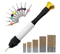 Omninmo 61pcs Pin Vise Hand Drill Set Manual Craft Rotary Tools Manual Bits Hand Drill Set for Craft Carving Jewelry Making with PCB Mini Twist Drills