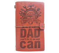 OMNIQI Fathers Day Gift for Dad, Dad Gifts from Daughter Son, Engraved “Super Dad” Leather Journal, Personalised Christmas Birthday Gifts for Daddy, Refillable Vintage Diary Present for Dad