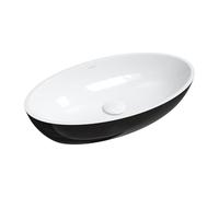 Omnires White/Black Bathroom Sink Made of Composite Siena M Gloss-SIENALUNBCP