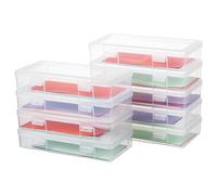 OMNISAFE 9 Pack Medium Plastic Hobby Art Craft Organizer,Clear Plastic Storage Containers with Latching Lid, for Pencil Box, Lego, Crayon
