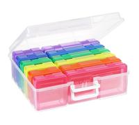 OMNISAFE Colored and Clear Plastic Hobby Art Craft Organizer, Mini Storage Containers with Latching Lid, Acid-Free Box for Pencil, Scrapbooking, Photo (6 Pack Colored Medium & Small)