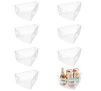 OMNISAFE Lazy Susan Organizer Bins,10.2”x 9.4”x 4”, 26" Diameter Clear Durable Kitchen Cabinet Storage Bin Set with Handle, Food Safe, Non-Slip Pads, BPA Free (8)