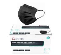 Omnitex British Brand BLACK 3ply Premium Type IIR Disposable Surgical Face Mask | EN14683:2019 | 98% Filtration, Fluid Resistant, Medical Face Mask 2R