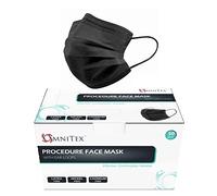 Omnitex British Brand BLACK 3ply Premium Type IIR Disposable Surgical Face Mask | EN14683:2019 | 98% Filtration, Fluid Resistant, Medical Face Mask 2R with Ear Loops - Pack of 50