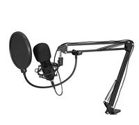 OMNITRONIC BMS-1C USB Condenser Broadcast Microphone Set | Broadcast Set with USB Condenser Microphone, Table Holder, Pop Filter and Spider