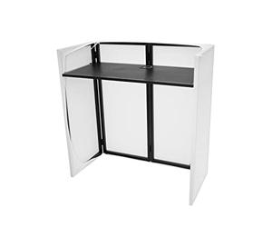 OMNITRONIC Compact Mobile DJ Stand with Cover | Portable DJ Table (1 m) with Trim for Mobile Applications