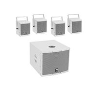 Omnitronic Set Molly-12A Subwoofer Active + 4X Molly-6 Top 8 Ohm, White
