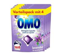 OMO Lavender Laundry Capsules - 168 Capsule (42 Capsule x 4 Pack), 20 g Each - Powerful Stain Removal with Long-Lasting Fragrance, Up to 14 Days of Wash-to-Wash Freshness, Dissolves Fast